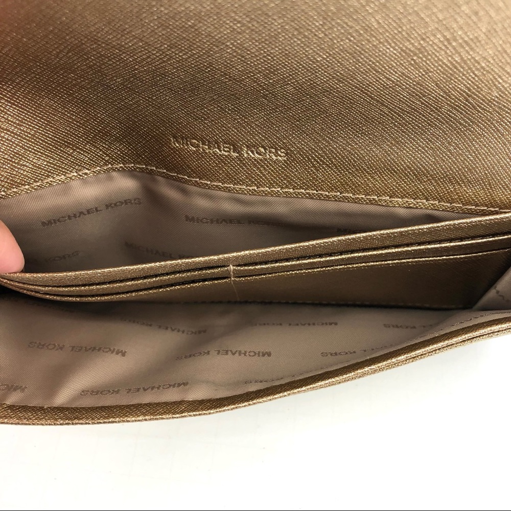 Michael Kors Gold Metallic Flap Wallet - Picture 5 of 7